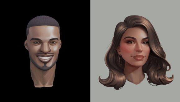 Two head models for video game