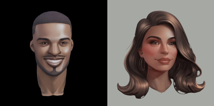 Two head models for video game