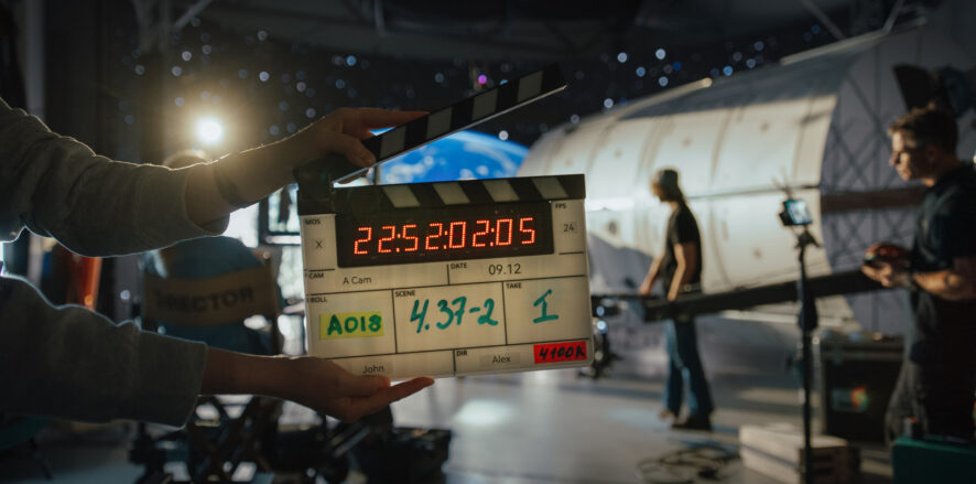 On a film set with a production team