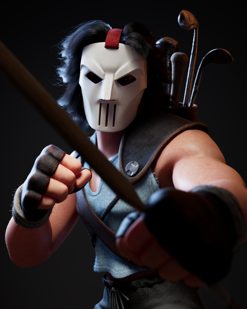 Ricky's 3D art of character "Casey Jones" from Teenage Mutant Ninja Turtles.