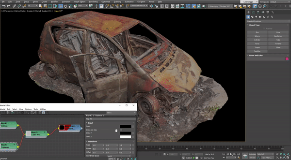 Arnold 7.1 Triplanar Shader on destroyed vehicle