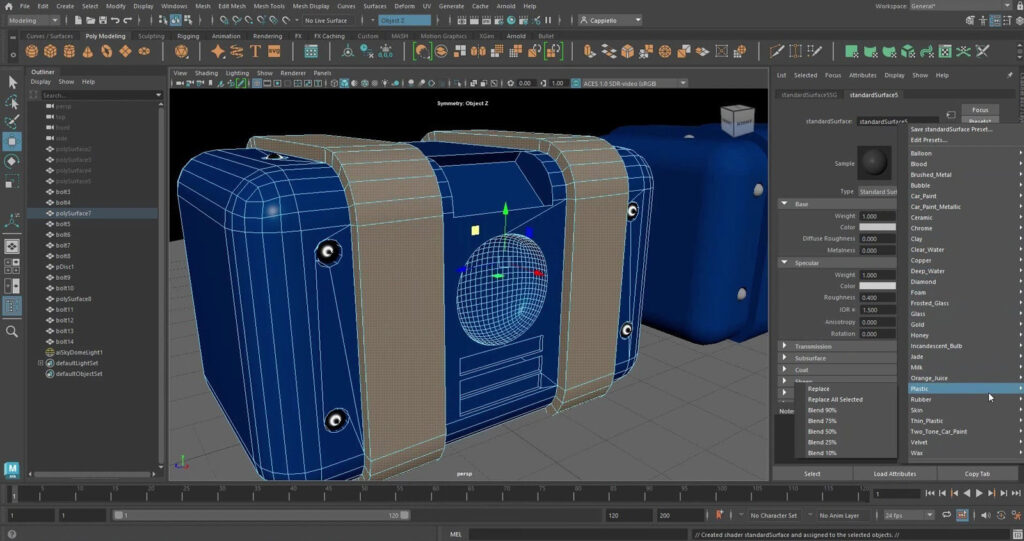 Maya 2023 new standard surface presets