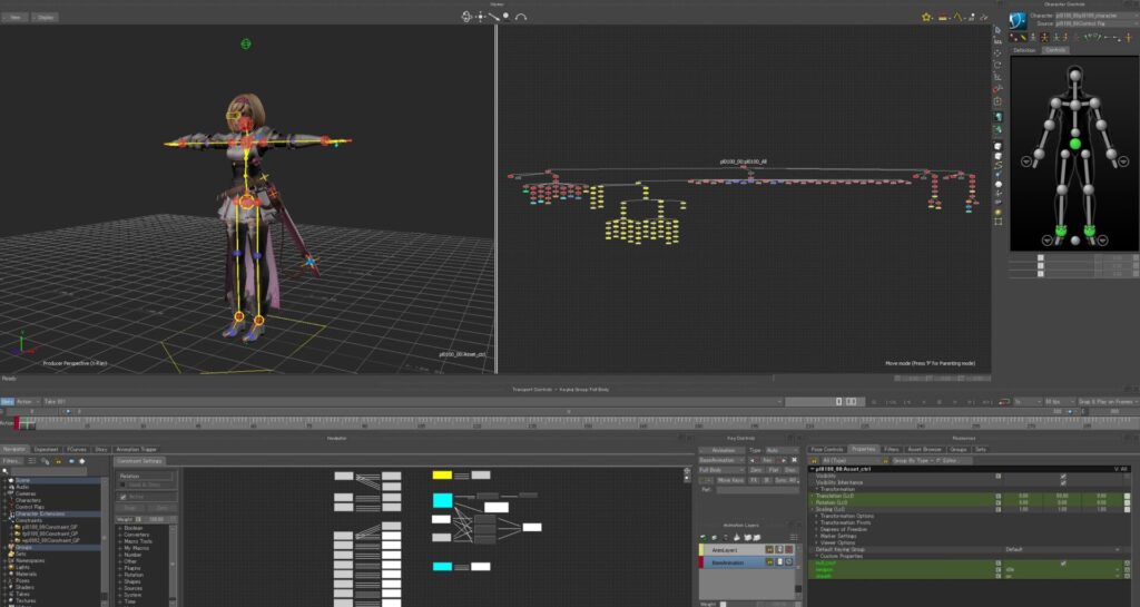 Image showcasing the character rigging process using Zeta in MotionBuilder