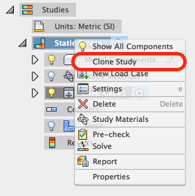 Screen shot of studies menu highlighting the "Clone Study" control.