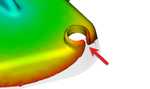 Weld line forming in Moldflow simulation