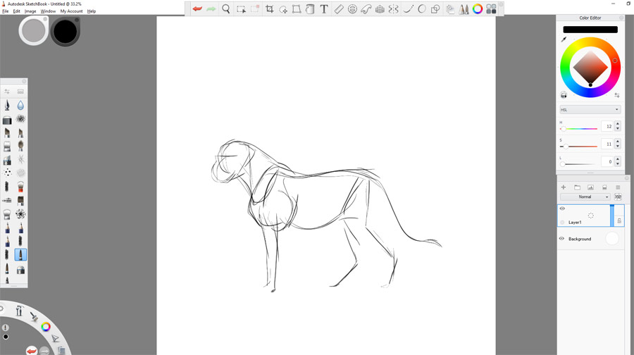 Как нарисовать большую кошку в Sketchbook Autodesk
