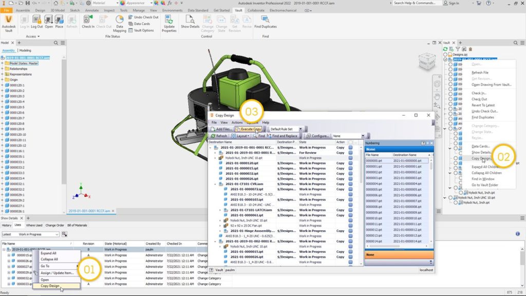 Autodesk Vault-2022.1 What's New - Copy Design from inside Inventor