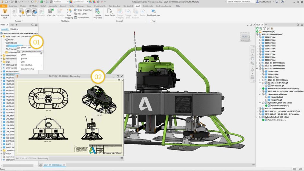 Autodesk Vault-2022.1 What's New - Model state support for opening drawings