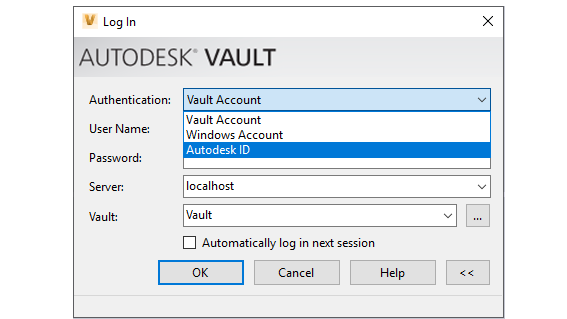 autodesk vault log in options