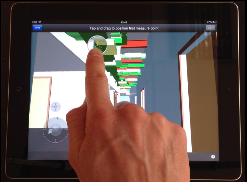 BIM 360 Glue mobile app - Point to point measure with magnifying glass