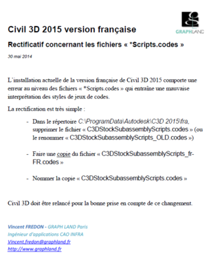 Civil 3D 2015-Rectificatif concernant les fichiers Scripts.codes