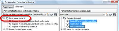 AutoCAD Map 3D 2010 - CUI ACAD - Cliquer déposer