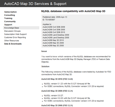 MySQL Map3d